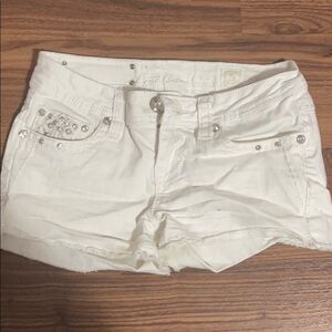 LA Idol white rhinestone shorts